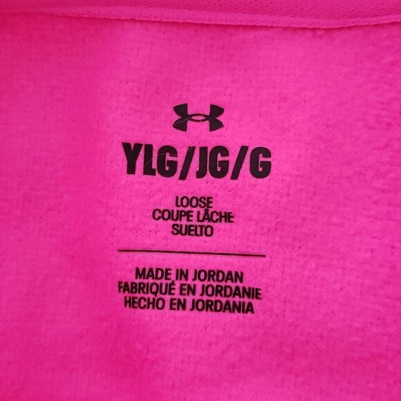 Hot Pink Under Armour LooseFit Hoodie with Shiny Holographic Logo Youth Sz L - Picture 4 of 6